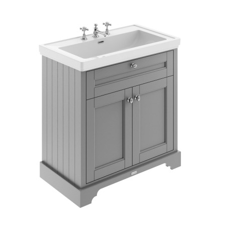 Hudson Reed Old London 3TH 800mm Storm Grey Vanity Unit and Fireclay Basin