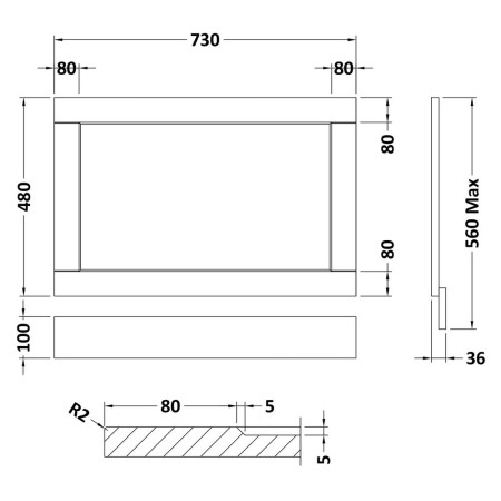 LOP412 Hudson Reed Old London 750mm End Bath Panel Timeless Sand Line Drawing
