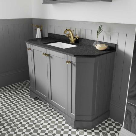 Hudson Reed Old London 1000mm Storm Grey Angled Basin Unit with 1TH Black Marble Top