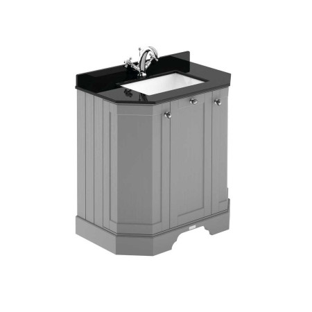 Hudson Reed Old London 750mm Grey Angled Basin Unit with 1TH Black Marble Top