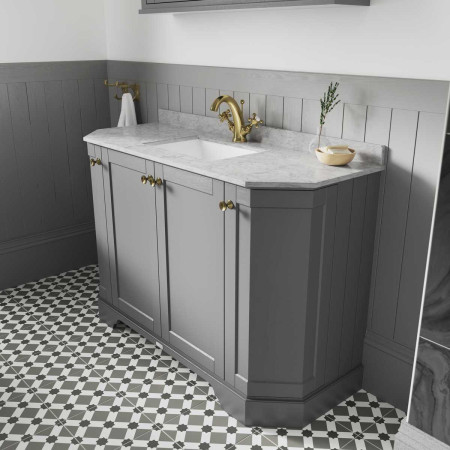 Hudson Reed Old London 1000mm Storm Grey Angled Basin Unit with 1TH Grey Marble Top