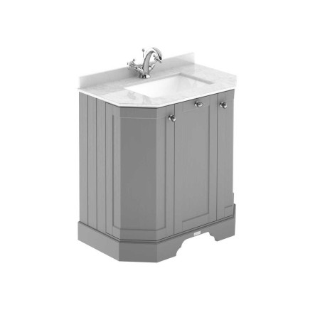 Hudson Reed Old London 750mm Grey Angled Basin Unit with 1TH White Marble Top