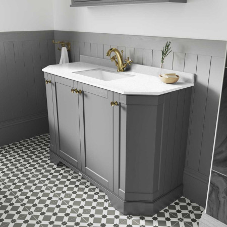 Hudson Reed Old London 1000mm Storm Grey Angled Basin Unit with 1TH White Marble Top