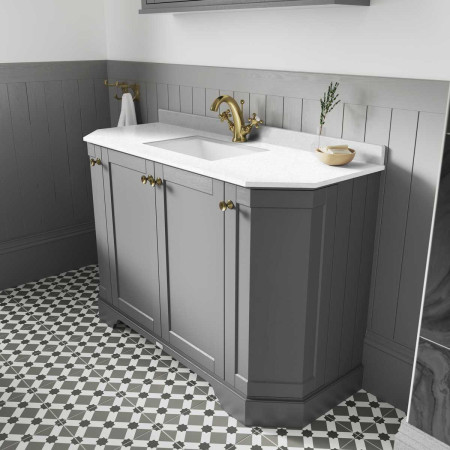 Hudson Reed Old London 1000mm Storm Grey Angled Basin Unit with 1TH White Marble Top