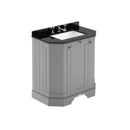 Hudson Reed Old London 750mm Grey Angled Basin Unit with 3TH Black Marble Top