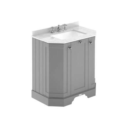 Hudson Reed Old London 750mm Grey Angled Basin Unit with 3TH White Marble Top