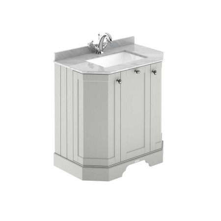 Hudson Reed Old London 750mm Timeless Sand Angled Basin Unit with 1TH with Grey Marble Worktop