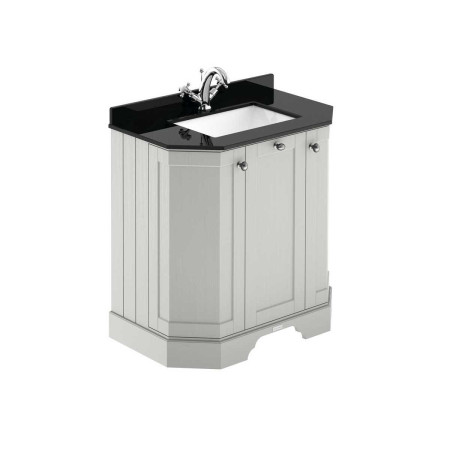 Hudson Reed Old London 750mm Timeless Sand Angled Basin Unit with 1TH with Black Marble Worktop