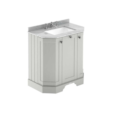 Hudson Reed Old London 750mm Timeless Sand Angled Basin Unit with 3TH with Grey Marble Worktop