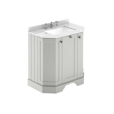 Hudson Reed Old London 750mm Timeless Sand Angled Basin Unit with 3TH with White Marble Worktop
