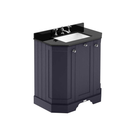 Hudson Reed Old London 750mm Twilight Blue Angled Unit with 3TH Black Marble Top