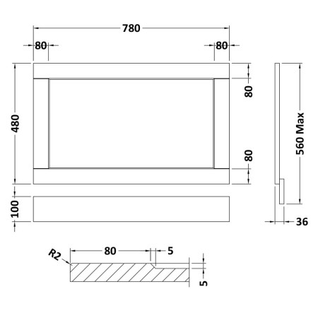 LOP413 Hudson Reed Old London 800mm End Bath Panel Timeless Sand Line Drawing