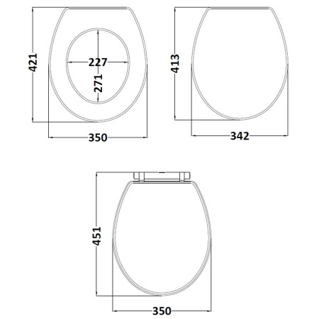 LOS899 Hudson Reed Old London Carlton Soft Close Toilet Seat Hunter Green Line Drawing