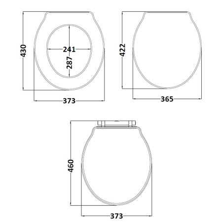 LOS898 Hudson Reed Old London Ryther Soft Close Toilet Seat Hunter Green Line Drawing