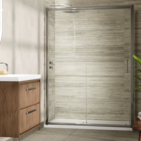AQSL12 Hudson Reed Pacific 1200mm Single Sliding Shower Door with a Side Panel