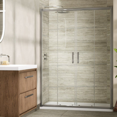 AQSLD17 Hudson Reed Pacific 1700mm Double Sliding Shower Door within a Recess