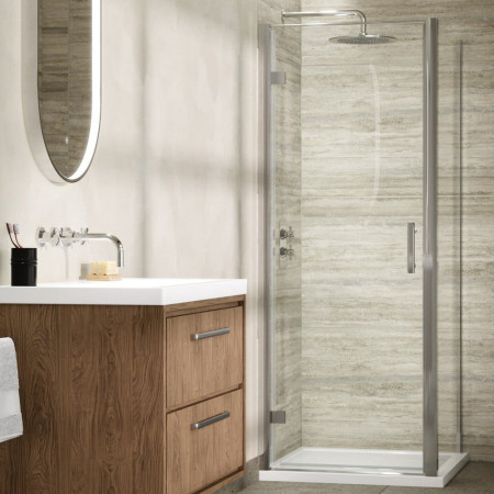 AQHD80 Hudson Reed Pacific 800mm Hinged Shower Door with a Side Panel