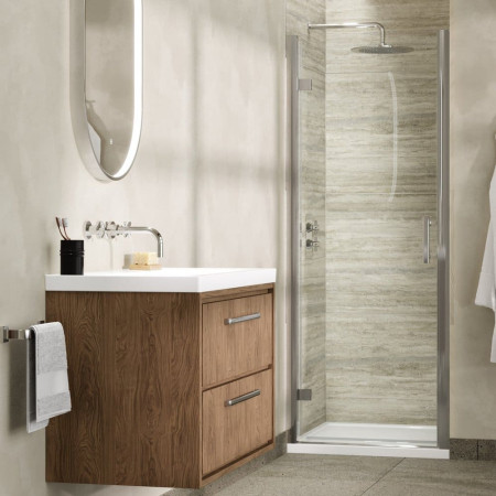 AQHD90 Hudson Reed Pacific 900mm Hinged Shower Door within a Recess