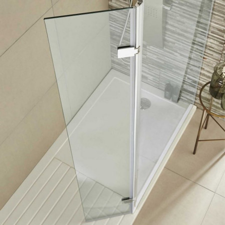 WRSA030H Hudson Reed Polished Chrome 300mm Wetroom Hinged Return Screen Lifestyle