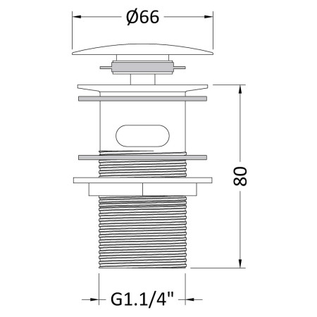 E328 Hudson Reed Push Button Basin Waste Line Drawing