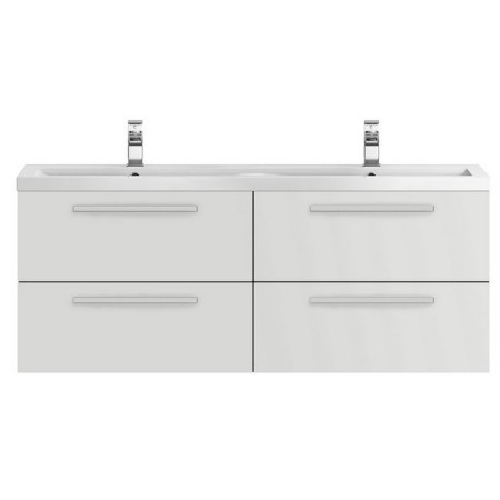 QUA015 Hudson Reed Quartet Wall Hung 1440mm Double Cabinet and Basin in Grey Gloss