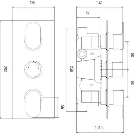 REI3617 Hudson Reed Reign Triple Thermostatic Shower Valve With Diverter (2)