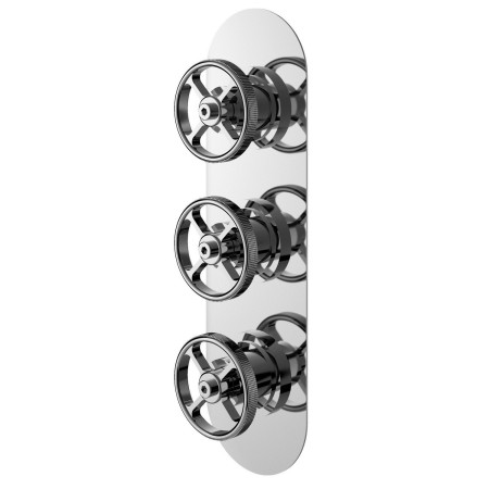 Nuie Revolution Industrial Triple Thermostatic Shower Valve in Chrome