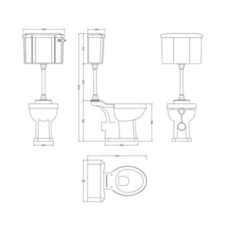 CCR037 Hudson Reed Richmond Comfort Height Medium Level WC & Cistern (2)