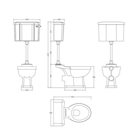 CCR036 Hudson Reed Richmond Medium Level WC & Cistern (2)