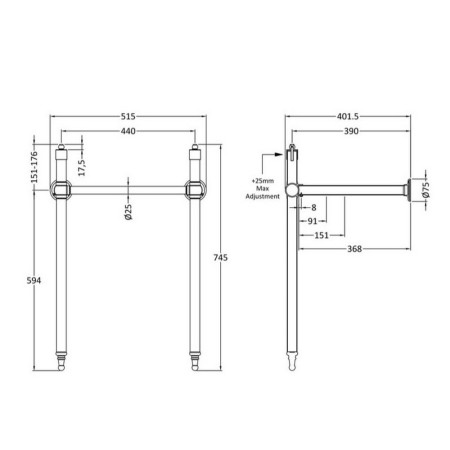 NLA001 Hudson Reed Richmond Washstand and Basin Line Drawing