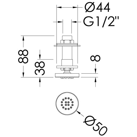 A355 Hudson Reed Round Sheer Body Jet Line Drawing