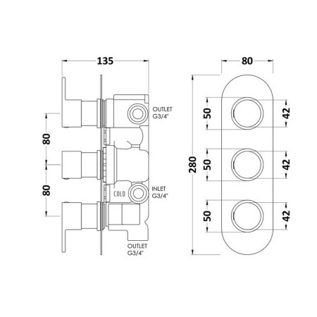 RNDTR03 Hudson Reed Round Triple Concealed Shower Valve with Diverter (2)