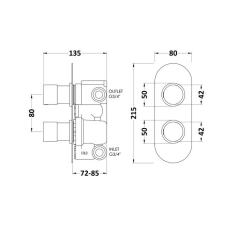 RNDTW02 Hudson Reed Round Twin Concealed Shower Valve with Diverter (2)