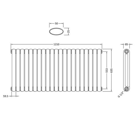 HSA003 Hudson Reed Salvia Double Panel Radiator 635 x 1223mm White (2)