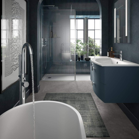 SAR302R Hudson Reed Sarenna 1000mm Wall Hung Cabinet & Basin Mineral Blue Right Hand Lifestyle