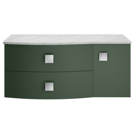 Hudson Reed Sarenna 1000mm Wall Hung LH Hunter Green Vanity Unit and Grey Marble Top