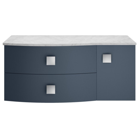 Hudson Reed Sarenna 1000mm Wall Hung LH Mineral Blue Vanity Unit and Grey Marble Top