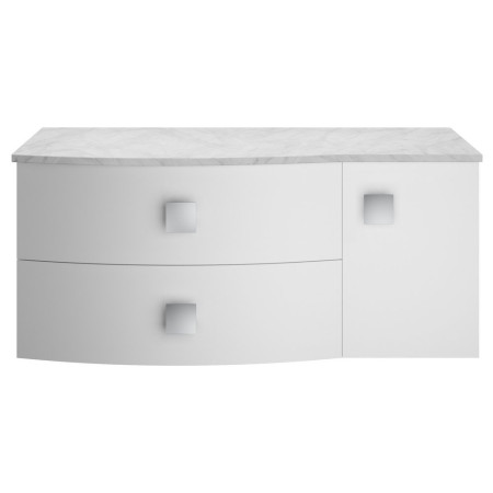 Hudson Reed Sarenna 1000mm Wall Hung LH Moon White Vanity Unit and Grey Marble Top