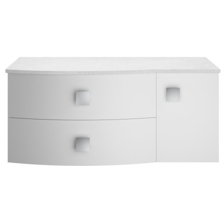Hudson Reed Sarenna 1000mm Wall Hung LH Moon White Vanity Unit and White Marble Top