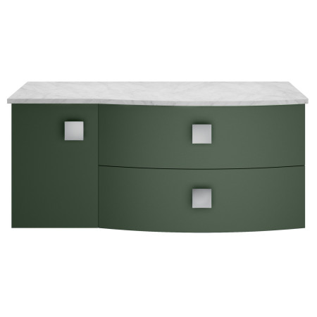 Hudson Reed Sarenna 1000mm Wall Hung RH Hunter Green Vanity Unit and Grey Marble Top