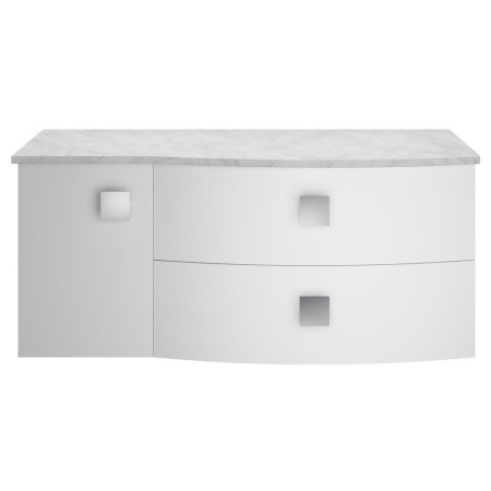 Hudson Reed Sarenna 1000mm Wall Hung RH Moon White Vanity Unit and Grey Marble Top