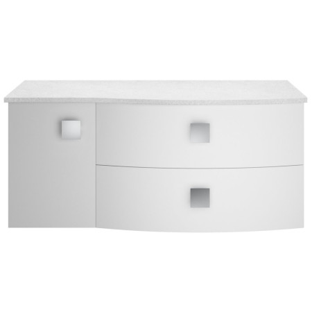 Hudson Reed Sarenna 1000mm Wall Hung RH Moon White Vanity Unit and White Marble Top
