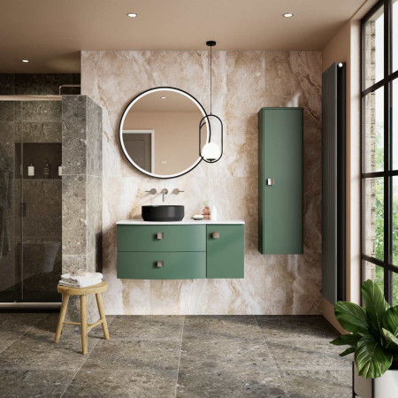 SAR862 Hudson Reed Sarenna 350mm Wall Hung Tall Storage Unit in Hunter Green Lifestyle