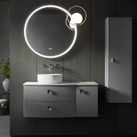 SAR262 Hudson Reed Sarenna 350mm Wall Hung Tall Unit in Dove Grey Lifestyle