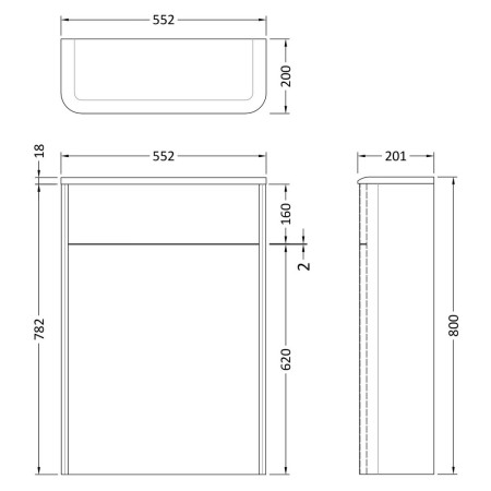 SAR141 Hudson Reed Sarenna 550mm WC Unit Moon White Line Drawing