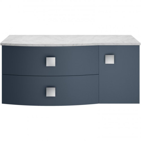 Hudson Reed Sarenna Wall Hung Countertop Vanity Unit Mineral Blue - 1000mm with Grey Marble Top Left Hand