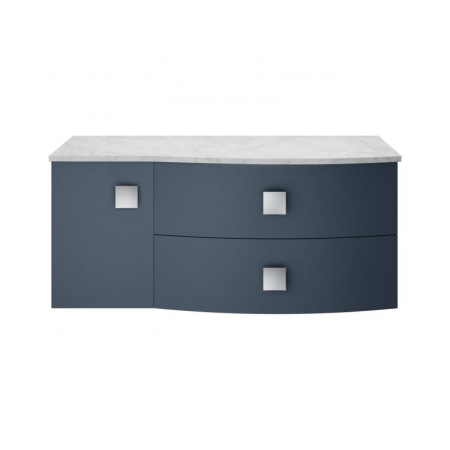 Hudson Reed Sarenna Wall Hung Countertop Vanity Unit Mineral Blue - 1000mm with Grey Marble Top Right Hand