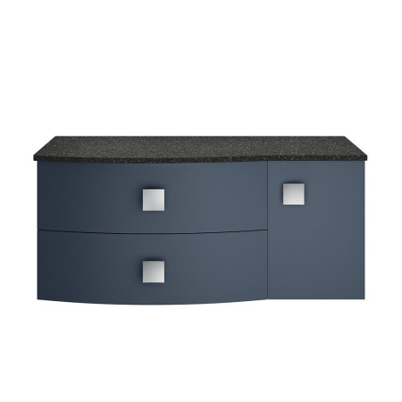 Hudson Reed Sarenna Wall Hung Countertop Vanity Unit Mineral Blue - 1000mm with Black Marble Top Left Hand