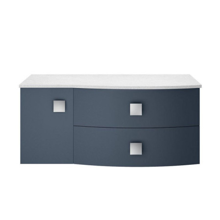 Hudson Reed Sarenna Wall Hung Countertop Vanity Unit Mineral Blue - 1000mm with White Marble Top Right Hand