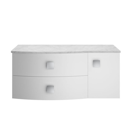 Hudson Reed Sarenna Wall Hung Countertop Vanity Unit Moon White - 1000mm with Gray Marble Top Left Hand